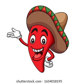 Cartoon sombrero hot chili mascot