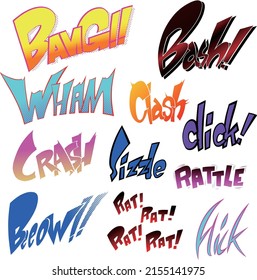 Cartoon Sound Effects, Onomatopoeia, Shock Sounds, Colorful