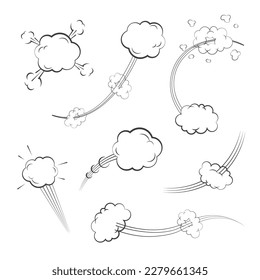 Cartoon sound effects. Set of versus comic white bubble speech and thought. Vector illustration isolated on white background.
