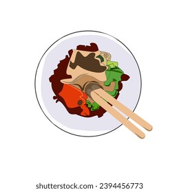 Cartoon soup Japanese food vector illustration 