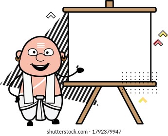 Cartoon South Indian Pandit with slide board