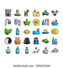 Cartoon Spa and Beauty Icon Set