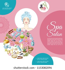 Cartoon Spa Salon Composition