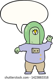 desenho animado espaço alienígena com balão