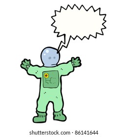 cartoon space astronaut with speech bubble