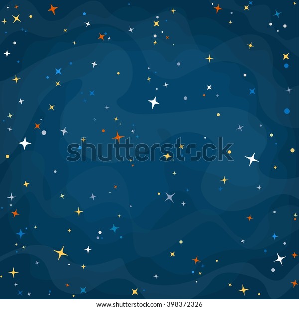 カラフルな星の付いた漫画の空間背景 夜の星空 ベクターイラスト のベクター画像素材 ロイヤリティフリー