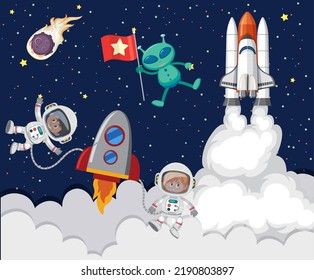 Ilustración de la plantilla de fondo del espacio de dibujos animados