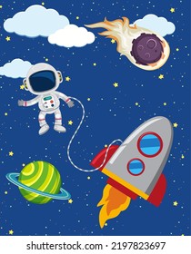 Cartoon space background template illustration