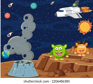 Cartoon space background template illustration