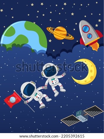 Cartoon space background template illustration