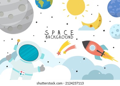 Cartoon space background. vector illustration