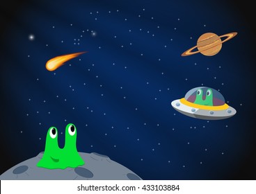 Cartoon space background. Vector illustration