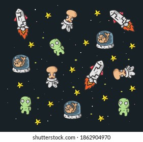 Cartoon and Space background of vector picture 
