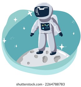 cartoon space backgrounds with Astronaut. Templates for flyers, banners, cards, covers, frames, posters. Vector children's illustration. The rocket takes off into the sky. Planets and the universe. Ga