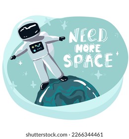 cartoon space backgrounds with Astronaut. Templates for flyers, banners, cards, covers, frames, posters. Vector children's illustration. The rocket takes off into the sky. Planets and the universe. Ga