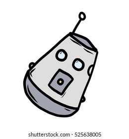 Cartoon of a space capsule Hand drawn original make believe image