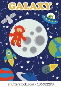 cartoon space card design. vector illustration