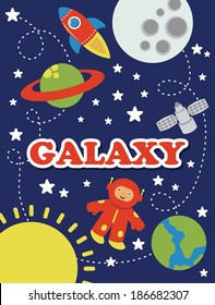 cartoon space card design. vector illustration