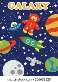 cartoon space card design. vector illustration