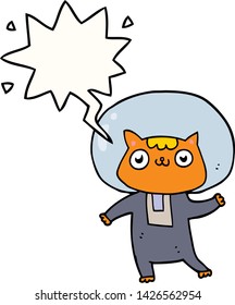 cartoon space cat with speech bubble