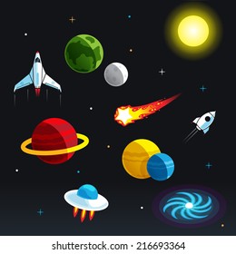 Cartoon Space Elements for info-graphic