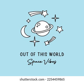 Ilustración espacial de dibujos animados, diseño vectorial