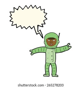 Cartoon Space Mann mit Sprachblase