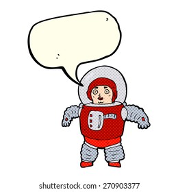 cartoon space man with speech bubble