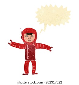 cartoon space man with speech bubble