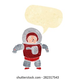 cartoon space man with speech bubble