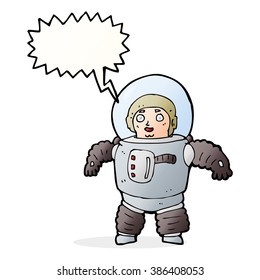 cartoon space man with speech bubble