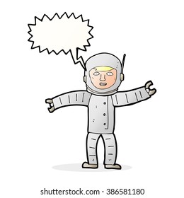 cartoon space man with speech bubble