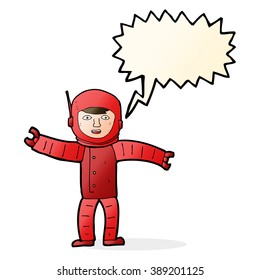 hombre del espacio de dibujos animados con burbuja de habla