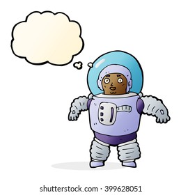 cartoon space man with thought bubble