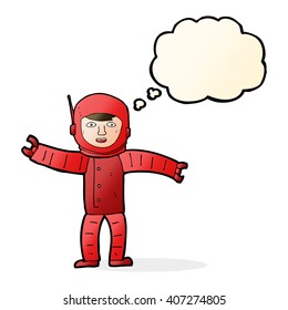 cartoon space man with thought bubble