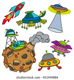 cartoon space objects