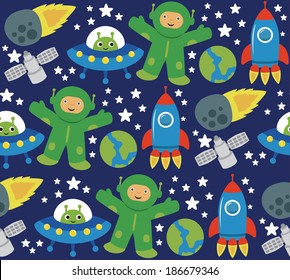 cartoon space pattern design. vector illustration