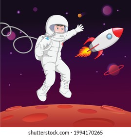 cartoon space planet astronaut thumbs up