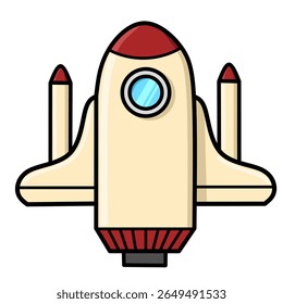 Cartoon Space Rocket Shuttle Ready for Interstellar Mission Launch