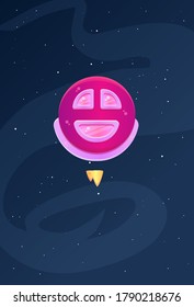 Espacio de dibujos animados Buque Círculo Nivel 1 Láminas rosadas Púrpura Estrellas Típicas Fondo de Milkyway Diseño de vectores