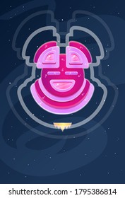 Cartoon Space Ship Circle Level 3 With Wave Effect Purple Pink Light Pink Stars Milkyway Background Vector Design