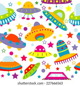 Cartoon space ship seamless