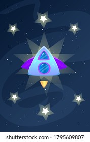 Espacio de dibujos animados Triángulo de nivel 1 Estrellas Luces Estrellas azul morado Milkyway Fondo de diseño