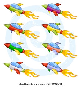 Cartoon space shuttles or space rockets