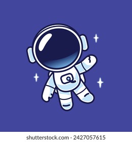 Cartoon spaceman astronaut floating in space