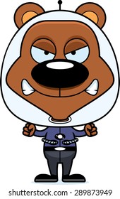 A cartoon spaceman bear looking angry.