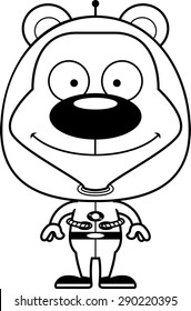 A cartoon spaceman bear smiling.