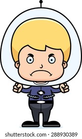 A cartoon spaceman boy looking angry.