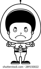 A cartoon spaceman boy looking angry.