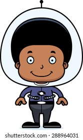 A cartoon spaceman boy smiling.